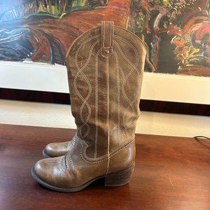Nuture Ladies Tan Brown Leather Western Cowboy Boots 6